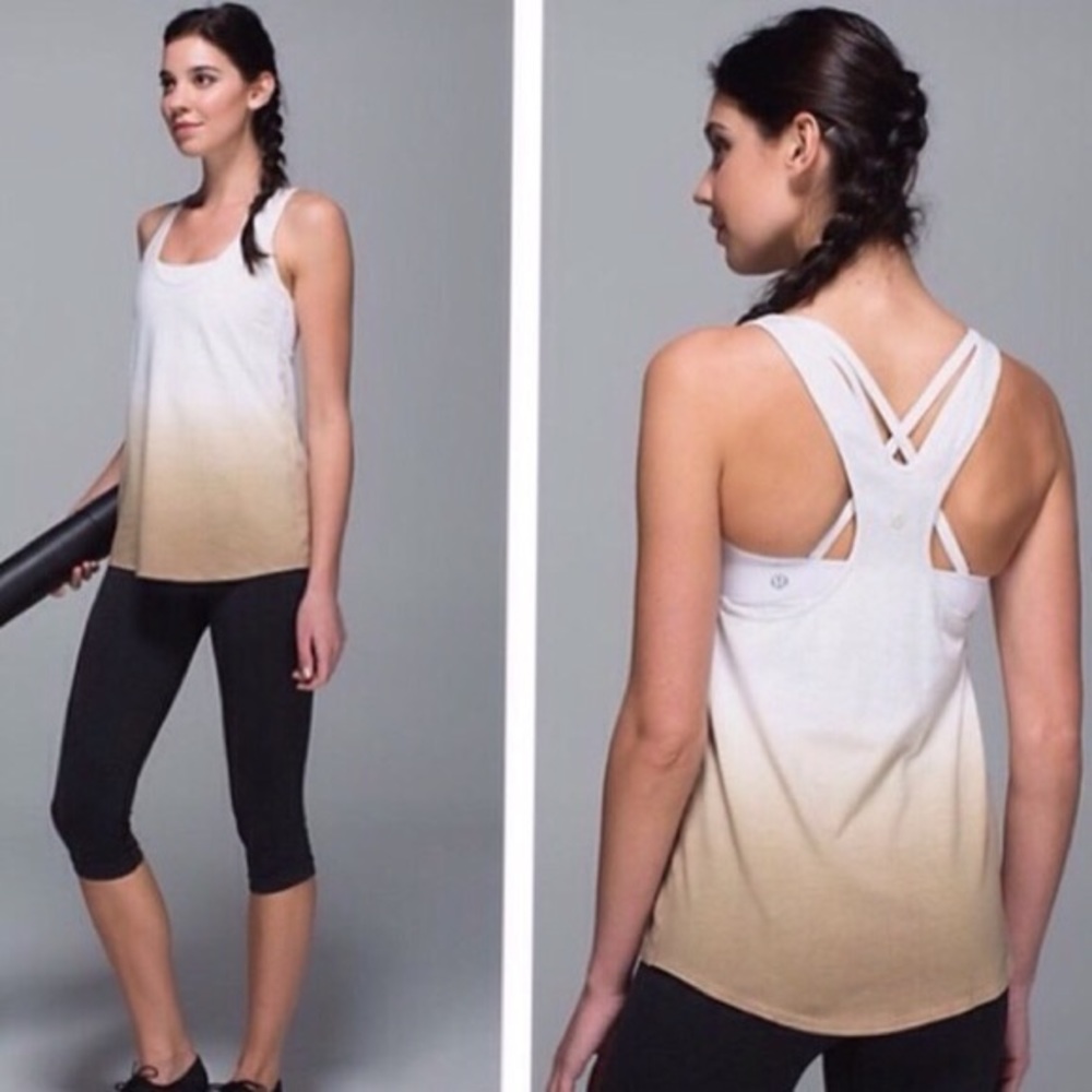Lululemon Cashew/Beige White Ombré Ome Tank